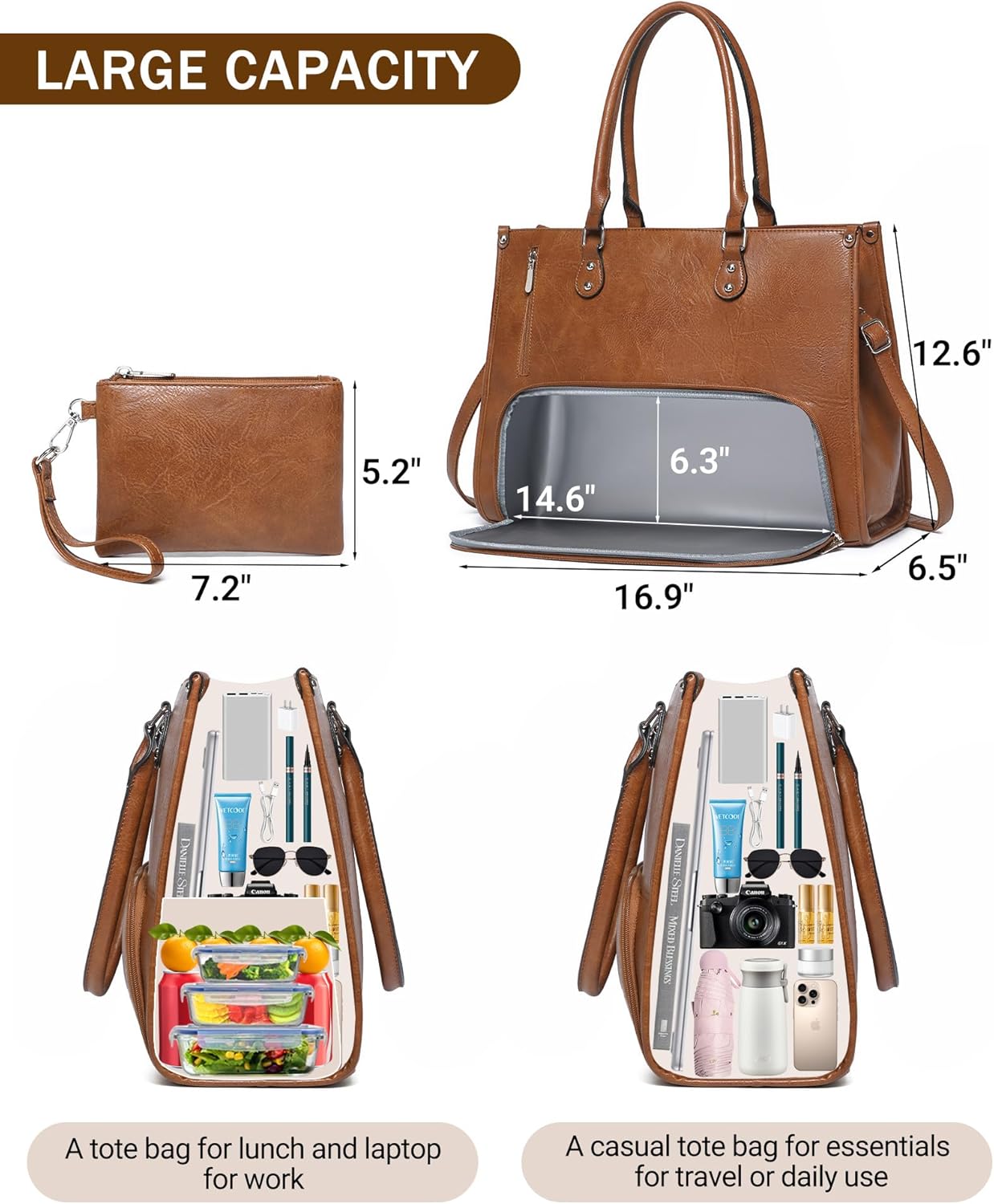 Laptop Backpack 15.6 - Bolsa Tote 2 em 1 para