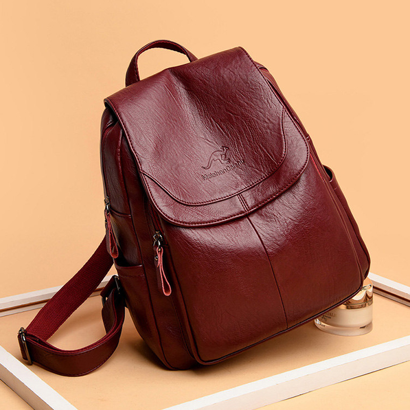 Leather Backpack Vintage - 9 cores mulheres mochilas de couro