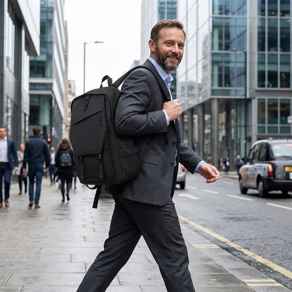 Canvas Backpack Casual - Mochila Masculina de Negócios Fashion Preta