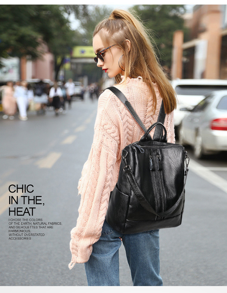 Mini Backpack Purse - Mulheres mochila de couro macio escola