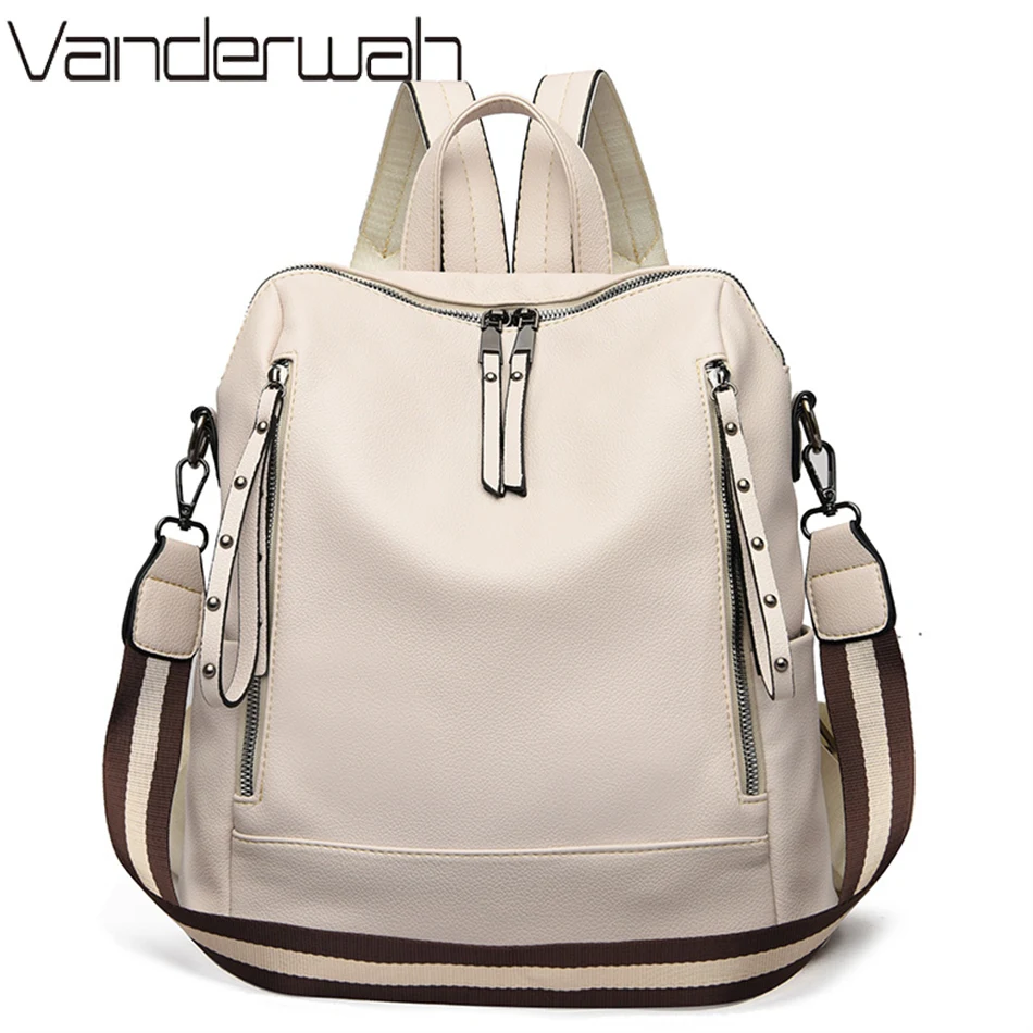 School Backpack Teen - Mochilas multifuncionais de couro macio para