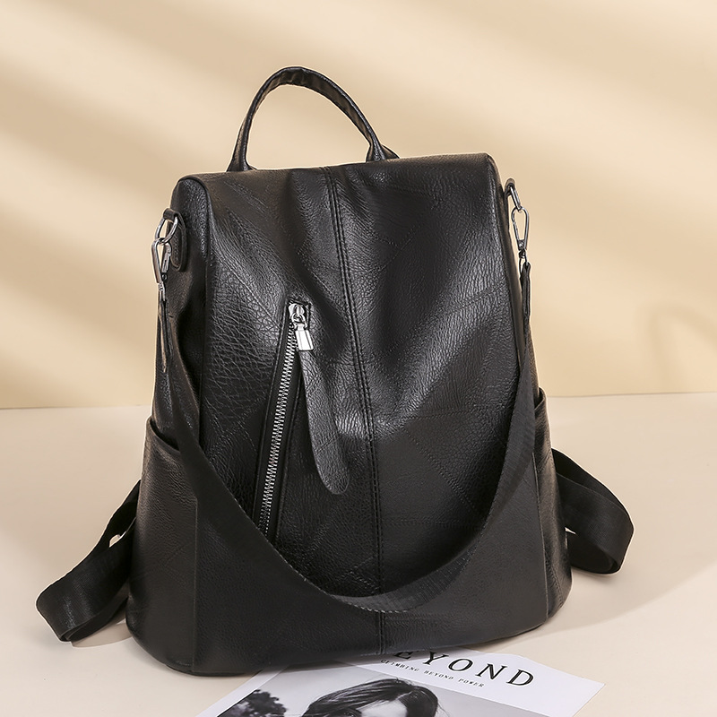 Travel Backpack Anti Theft - Mochila feminina antifurto de couro PU