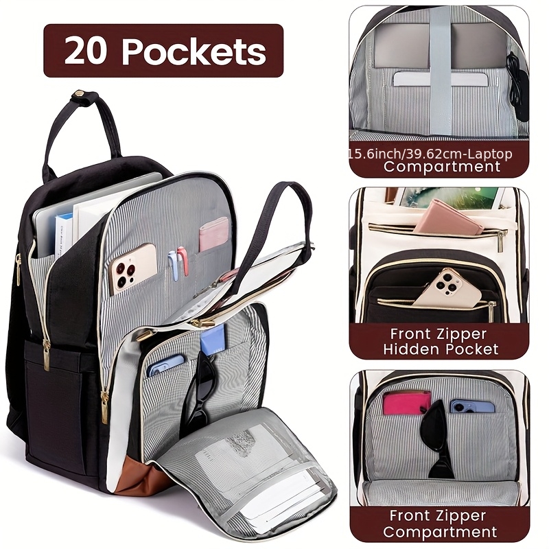 Laptop Backpack 15.6 - Mochila Feminina Bicolor para Laptop, Resistente
