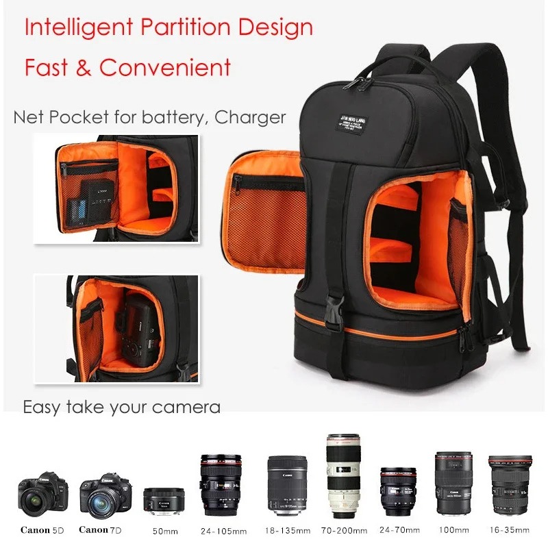 Laptop Backpack 15.6 - Mochila à prova d'água para câmera