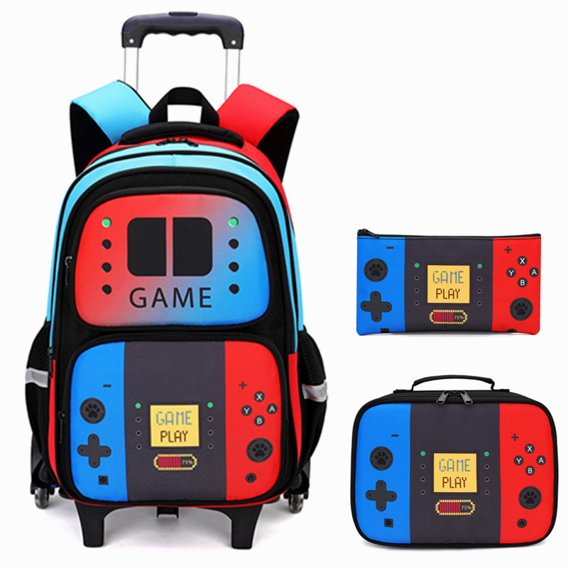 School Backpack Teen - Mochila com Rodinhas para Meninos Gamer,