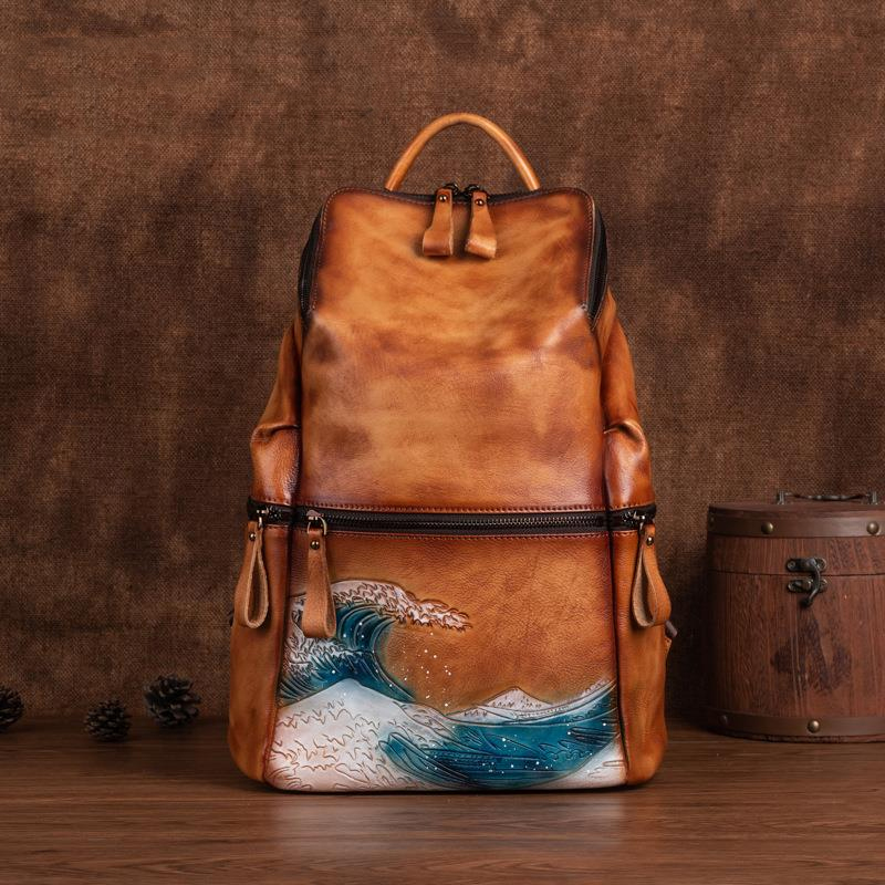 Leather Backpack Vintage - Genuíno couro macio real das mulheres