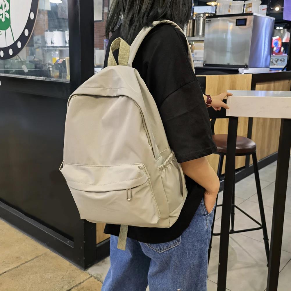 School Backpack Teen - Mochila preppy de nylon de cor