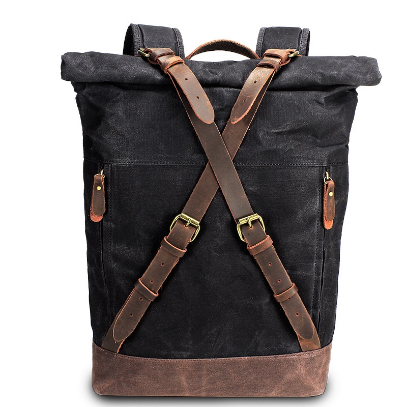 Leather Backpack Vintage - Retro lona mochilas de couro para