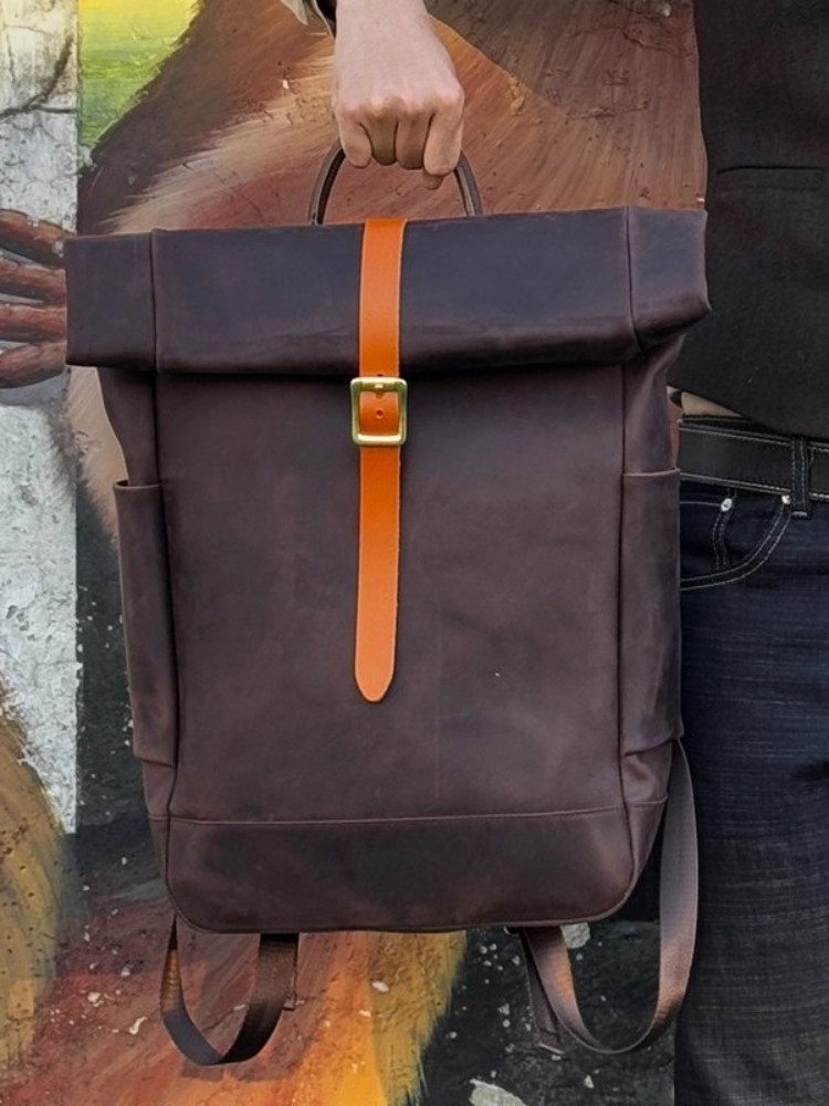 Mochila Masculina de Couro Gen - Leather Backpack Vintage avaliação e preço