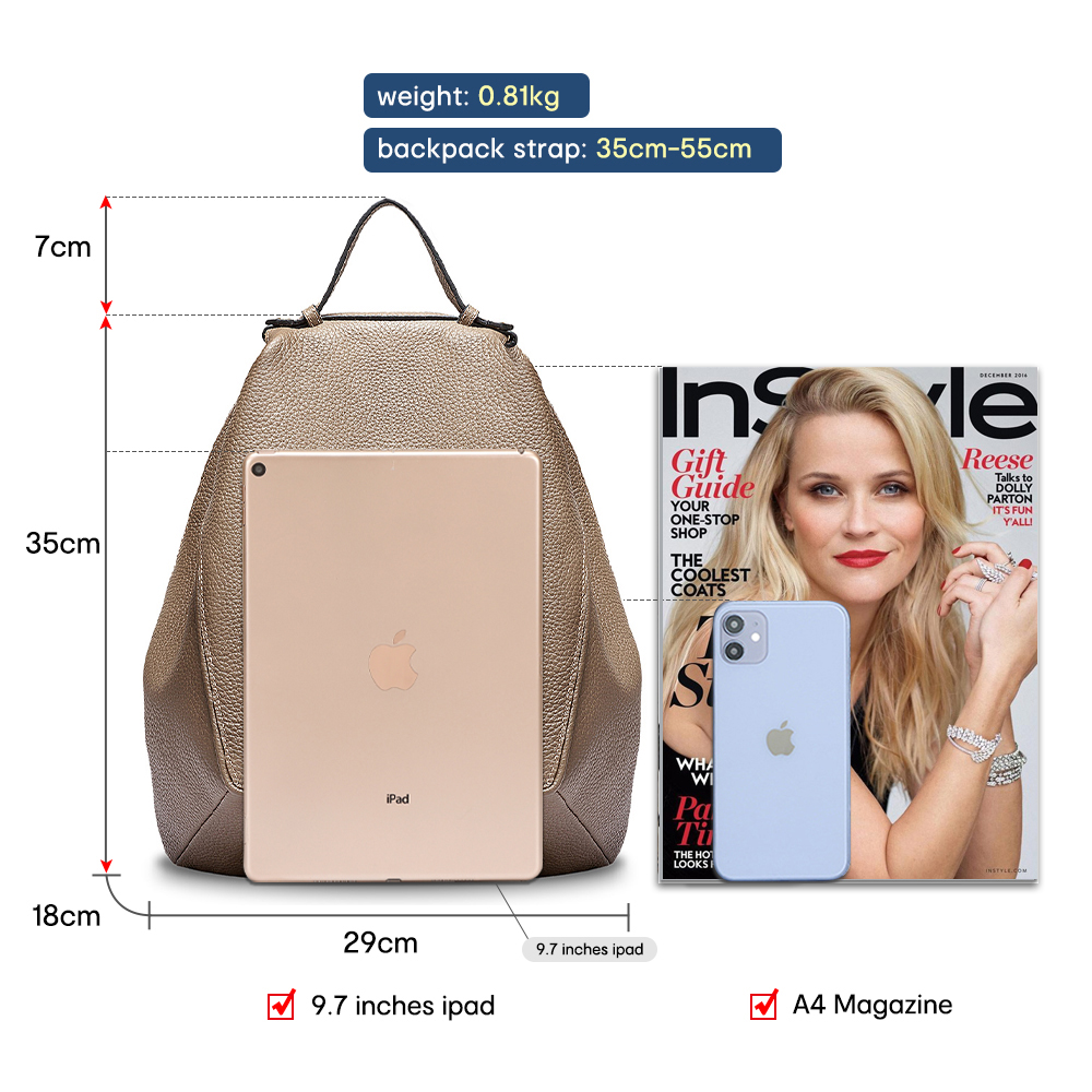 Zency mulheres 100% couro genu - Travel Backpack Anti Theft avaliação e preço