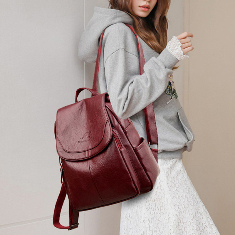 9 cores mulheres mochilas de c - Leather Backpack Vintage avaliação e preço