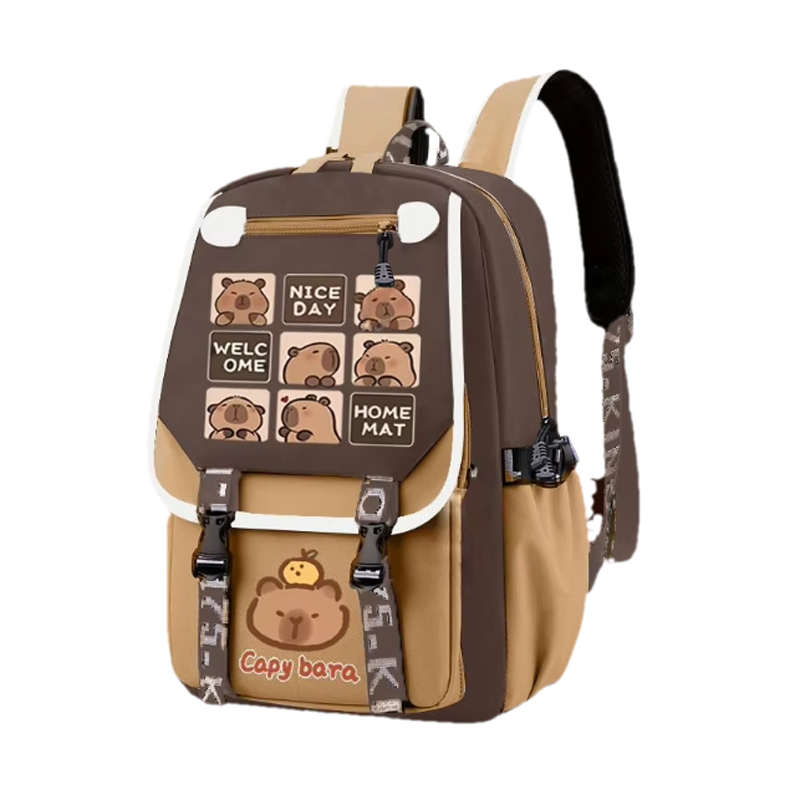 Kawaii capivara elegante cáqui - School Backpack Teen avaliação e preço