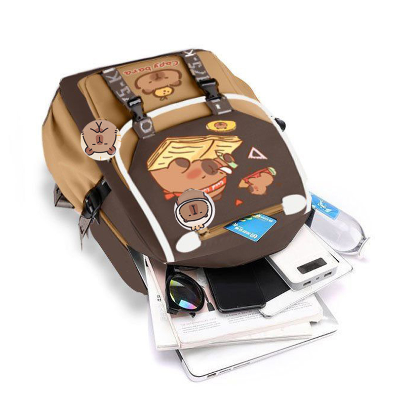 Kawaii capivara elegante cáqui - School Backpack Teen avaliação e preço