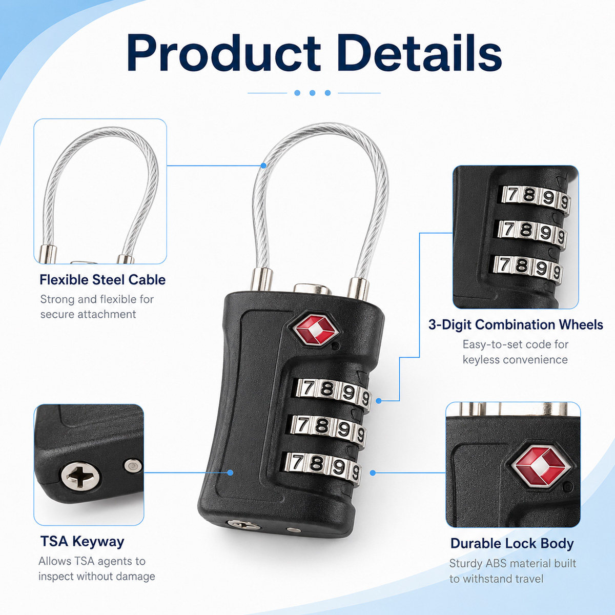 Cadeado de Bagagem Aprovado pe - Travel Backpack Anti Theft avaliação e preço