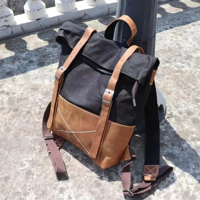 Mochila masculina de lona ence - Leather Backpack Vintage avaliação e preço
