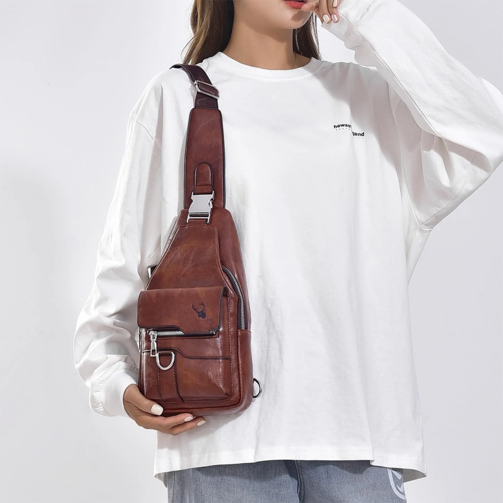 Bolsa transversal masculina, b - Sling Backpack Shoulder avaliação e preço
