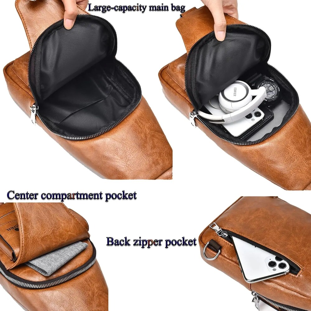 Bolsa transversal masculina, b - Sling Backpack Shoulder avaliação e preço