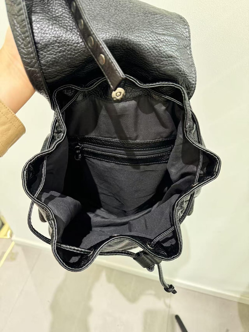 Gótico punk couro do plutônio  - Leather Backpack Vintage avaliação e preço