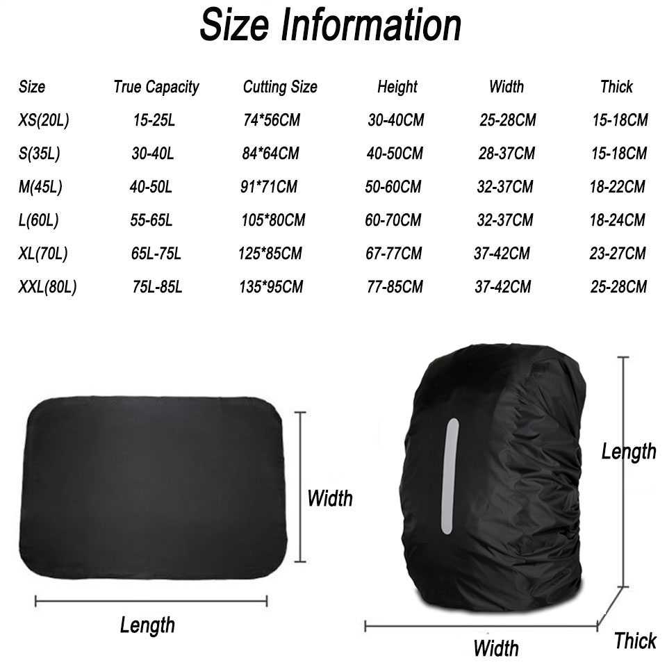 Kokossi 1 pçs 25-80l mochila c - Rain Cover Backpack avaliação e preço