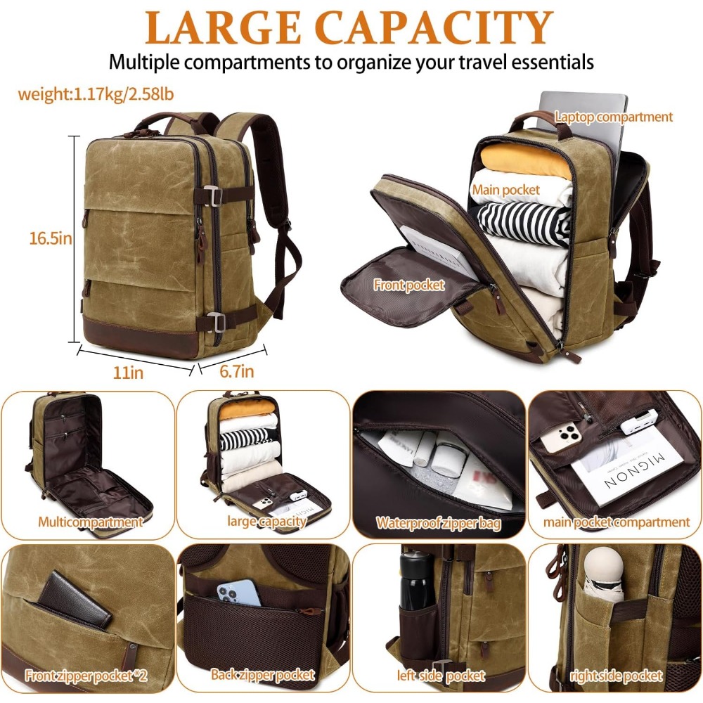 Mochila de Viagem para Homens  - Canvas Backpack Casual avaliação e preço