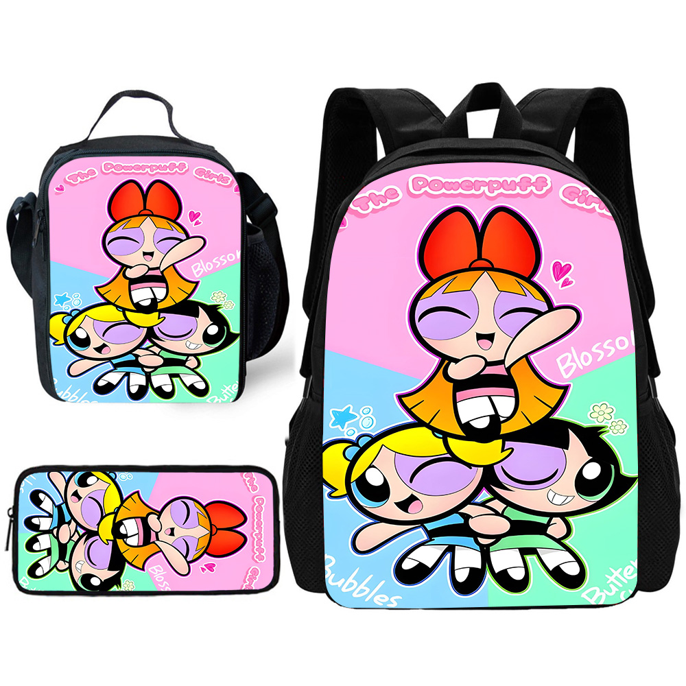 Criança bonito anime powerpuff - School Backpack Teen avaliação e preço