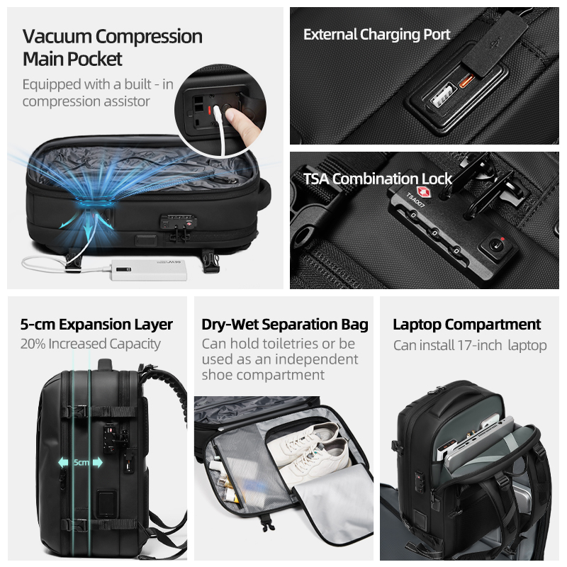 Mochila de Viagem Masculina co - Travel Backpack Anti Theft avaliação e preço