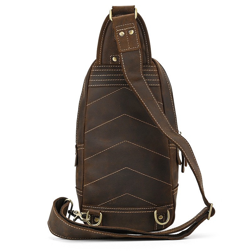 Bolsa de peito de couro real m - Sling Backpack Shoulder avaliação e preço