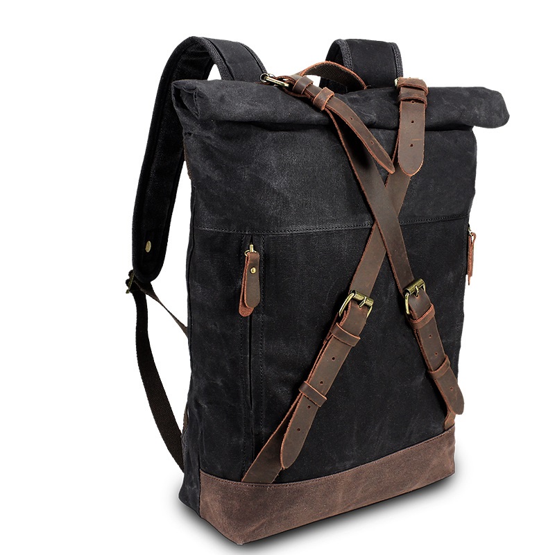 Retro lona mochilas de couro p - Leather Backpack Vintage avaliação e preço